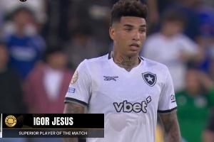 打入全场唯一进球！官方：I-热苏斯当选博塔弗戈1-0巴黎全场最佳